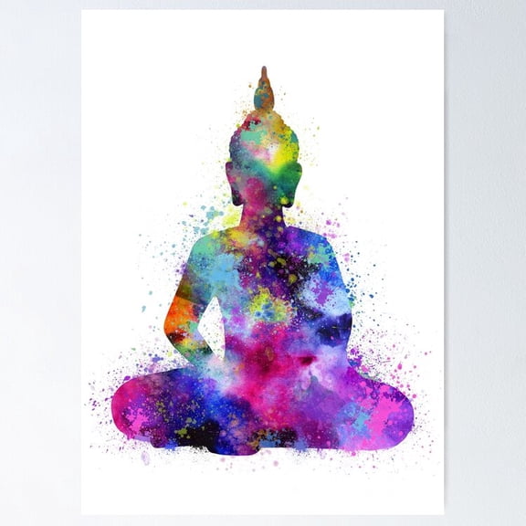 Poster Buddha Watercolor Illustration - No Framed, Vintage Wall Art, Trendy Retro Print, Positive Quote Poster, Room Decor, Wall Art, 8x12
