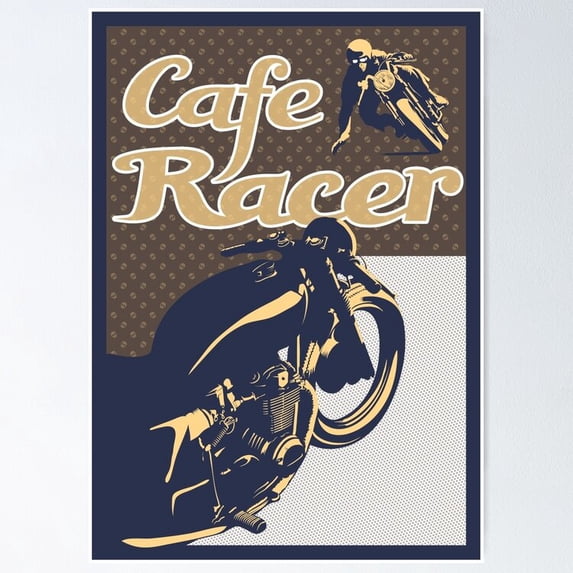 Poster Cafe Racer Retro Style - No Framed, Vintage Wall Art, Trendy Retro Print, Positive Quote Poster, Room Decor, Wall Art, Poster Only