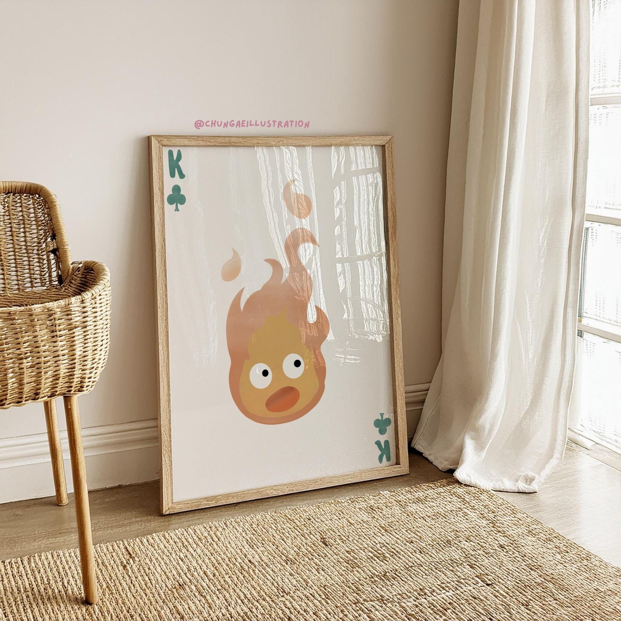 Fire Spirit Howls Poster Calcifer Fire Spirit Print | Howl'S Moving Castle | Studio ...