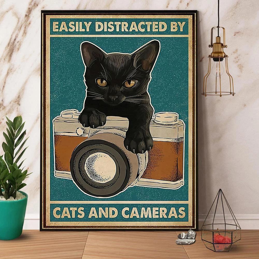 Poster Cat & Camera Easilyistracted By Cats And Cameras- UNFRAMED ...