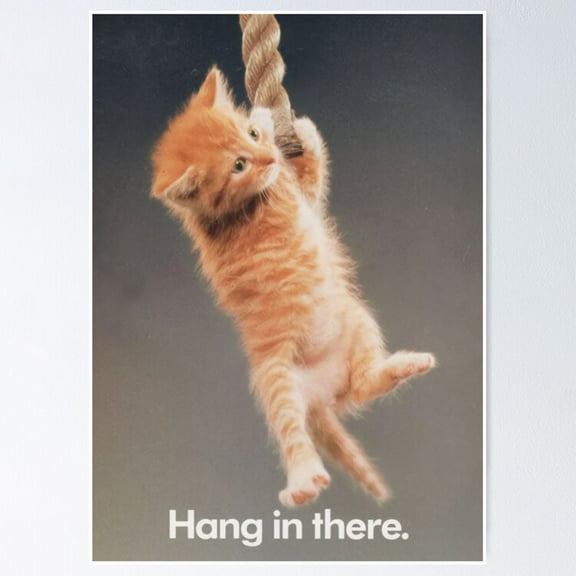 Poster Cat Hang In There. - No Framed, Vintage Wall Art, Trendy Retro Print, Positive Quote Poster, Room Decor, Wall Art, 8x12