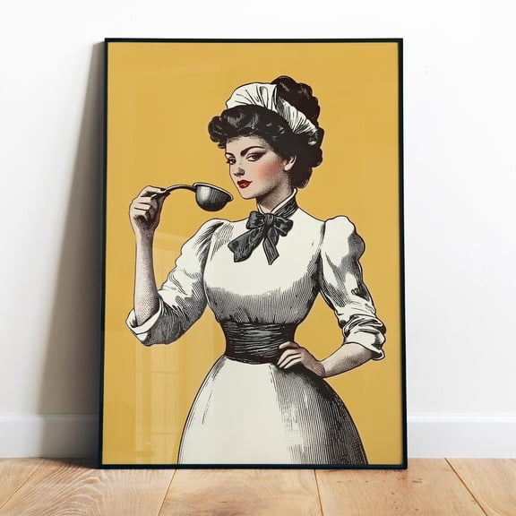 Poster Chef Art Print Kitchen Wall Art Printable Vintage Housewife Art Print Kitchen Nook Decor Gift For A Cooking Friend Vintage Feminist Art Vintage Wall Arthot Trend! , Poster Print Only
