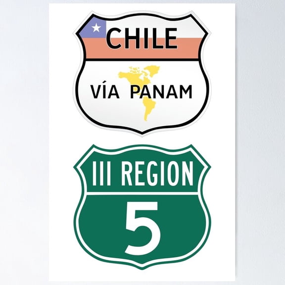 Poster Chile Route 5 Highway Signs - No Framed, Vintage Wall Art, Trendy Retro Print, Positive Quote Poster, Room Decor, Wall Art, 12x18