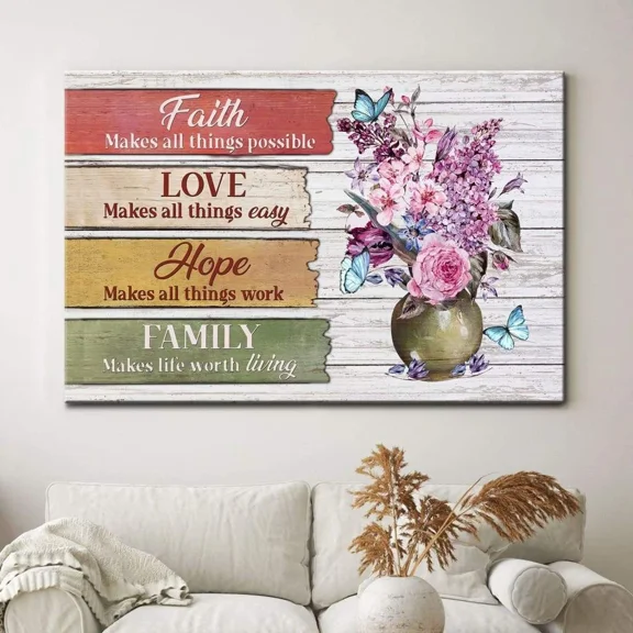 Poster Christian Wall Art Faith Love Hope Family, Wall Art, Unframed Prints For Home Or Office, Perfect Gift For Everyone, 8x12