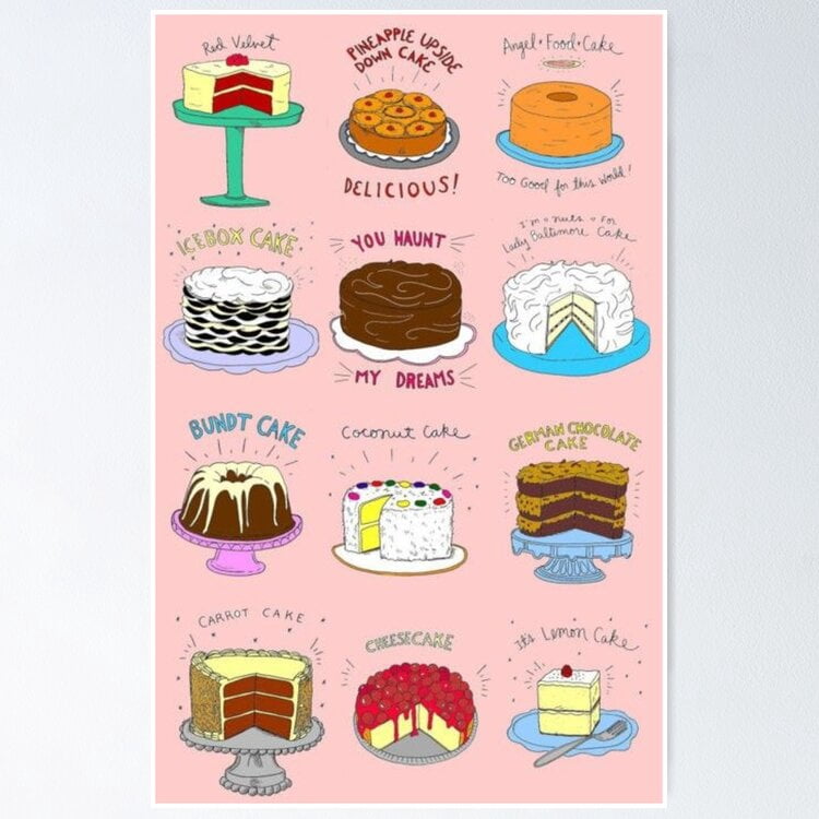 Poster Classic Cakes Print, Cake Art, Kitchen Art and Print, House ...