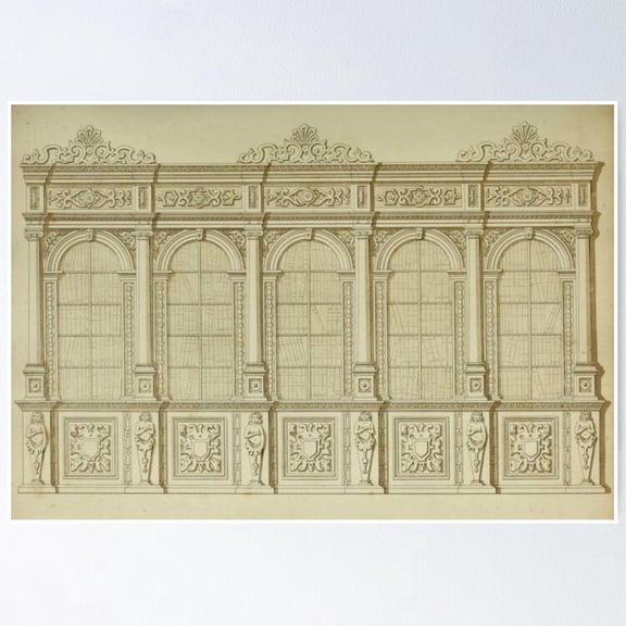 Poster Classical Library Architecture - No Framed, Vintage Wall Art, Trendy Retro Print, Positive Quote Poster, Room Decor, Wall Art, 24x36