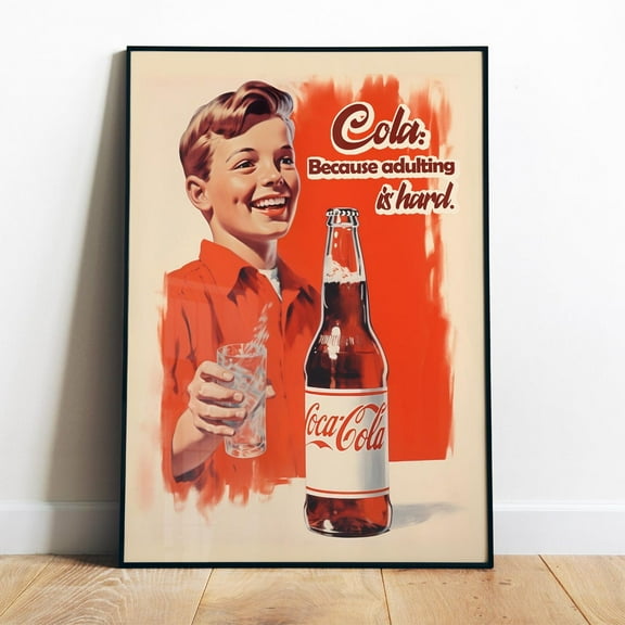 Poster Coca-Cola Poster Cola Wall Art Printable Coke Bottle Poster Funny Poster Kitchen Wall Art Retro Ad Poster 50S 60S Style Prints For Kitchen - No Framed, Vintage Wall Art, Hot Trend!, 8x12