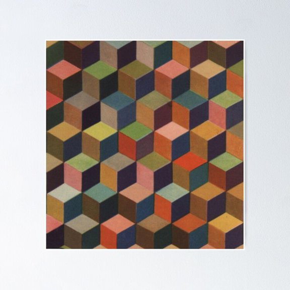 Poster Color Cubes - No Framed, Vintage Wall Art, Trendy Retro Print, Positive Quote Poster, Room Decor, Wall Art, 8x12