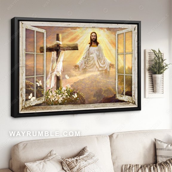 Poster Come to Jesus, Beautiful sunset, Cross, Lily garden, Walking with Jesus - Jesus Poster Prints, Christian Wall Art WINXIE DECOR - 8X12, UNFRAMED