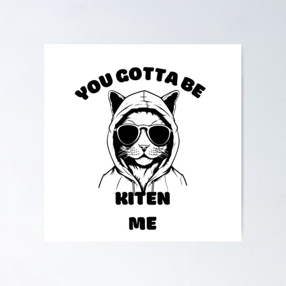 Poster Cool Cat Text - No Framed, Vintage Wall Art, Trendy Retro Print, Positive Quote Poster, Room Decor, Wall Art, 24x36