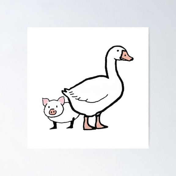 Poster Copy Of Unusual Gray Pigs And Ducks - No Framed, Vintage Wall Art, Trendy Retro Print, Positive Quote Poster, Room Decor, Wall Art, 8x12