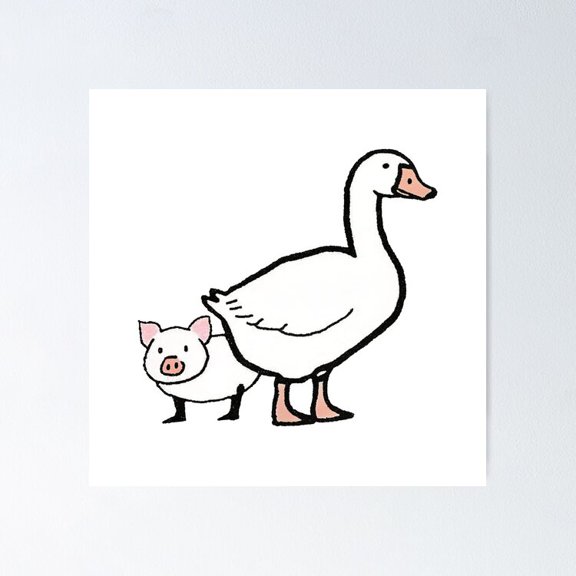 Poster Copy Of Unusual Gray Pigs And Ducks Vintage Wall Arttrendy Retro Print Positive Quote Poster Room Decor Wall Art, Poster Only