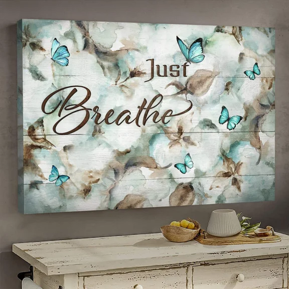 Poster Cotton Flower - Just Breathe - Jesus Landscape, Print - Wall Art Wall Art, Unframed Prints For Home Or Office, Perfect Gift For Everyone, 8x12