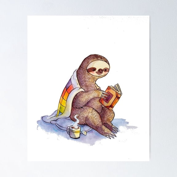 Poster Cozy Sloth - No Framed, Vintage Wall Art, Trendy Retro Print, Positive Quote Poster, Room Decor, Wall Art, 8x12