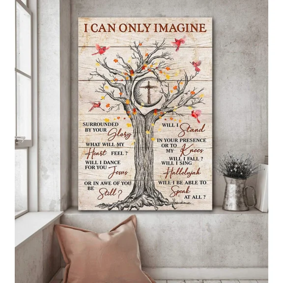 Poster Cross Tree With Cardinal - I Can Only Imagine - Jesus Wall Art, Unframed Prints For Home Or Office, Perfect Gift For Everyone, 8x12