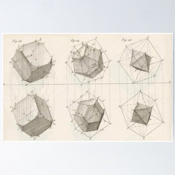 Poster Crystal Geometry - No Framed, Vintage Wall Art, Trendy Retro Print, Positive Quote Poster, Room Decor, Wall Art, 12x18