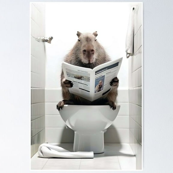 Poster Cute Capybara - No Framed, Vintage Wall Art, Trendy Retro Print, Positive Quote Poster, Room Decor, Wall Art, 8x12