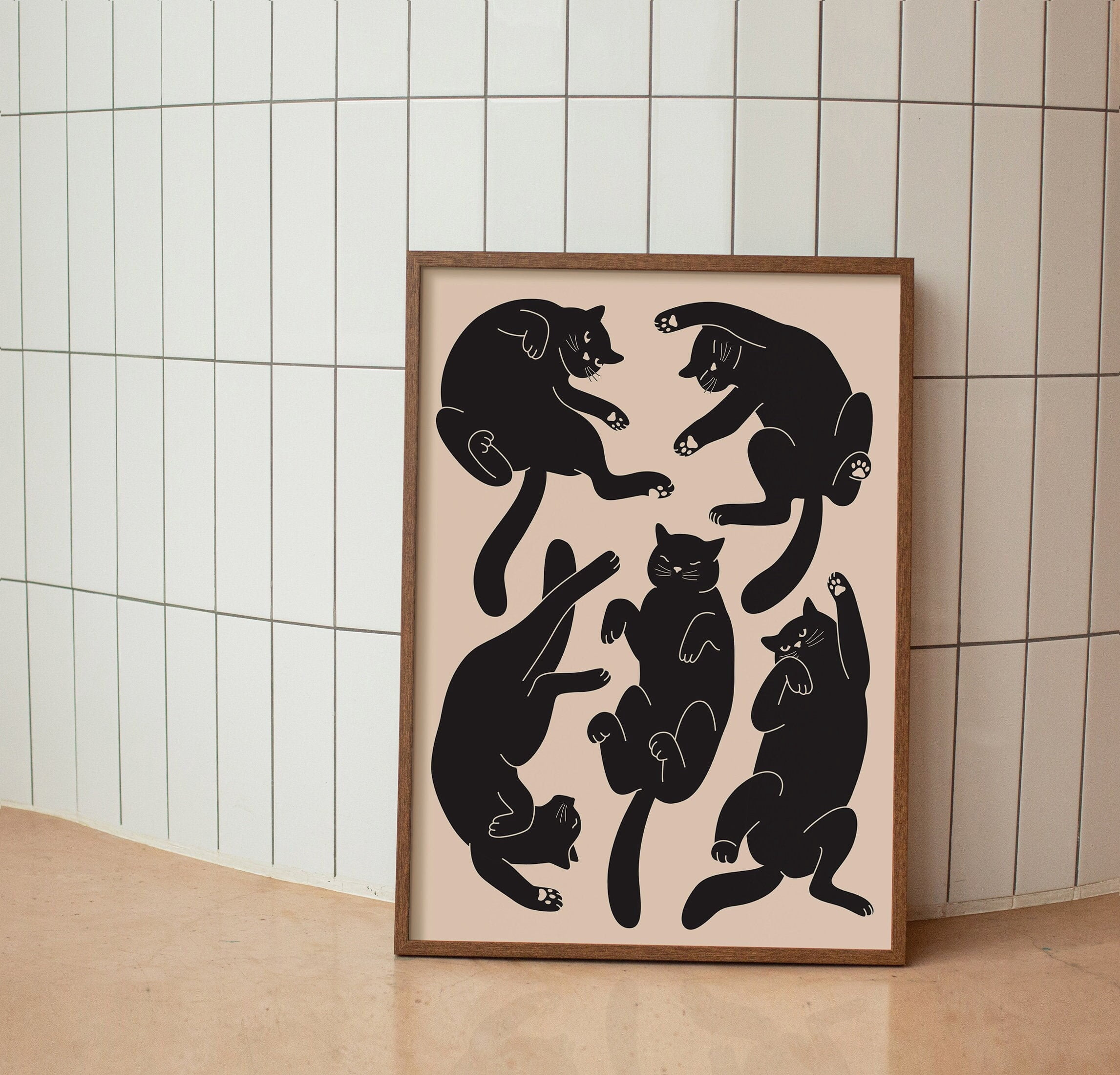 Poster Cute Cats Kittens Print, Minimal Illustration, Cat Lover's Gift ...