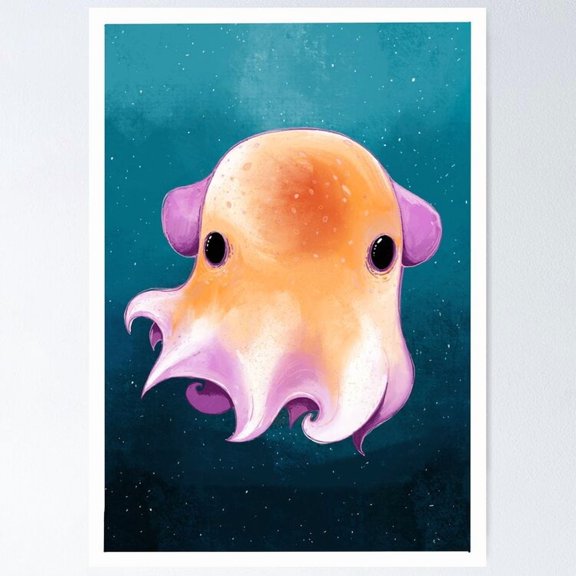 Poster Cute Dumbo Octopus In Space Vintage Wall Arttrendy Retro Print Positive Quote Poster Room Decor Wall Art, Poster Only