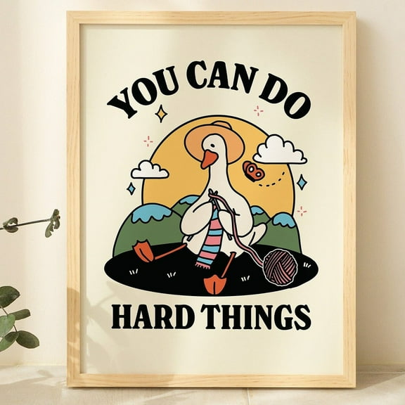 Poster Cute Goose Wall Print, Motivation Quote, Retro Style Illustration, Cottagecore Classroom, Green Kids Poster, Nursery Decor Prints, Unframed - No Framed, Vintage Wall Art, Hot Trend!, 12x18