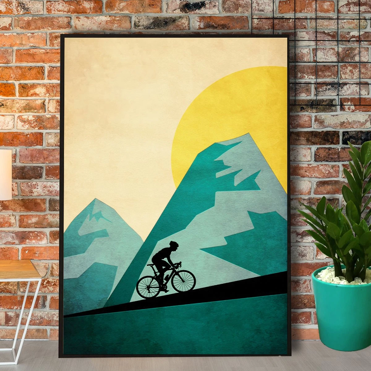 Paper Ramp Poster Poster Cycling Ride Bicycle On Ramp Mountain & Sun Cyclist Paper No ...