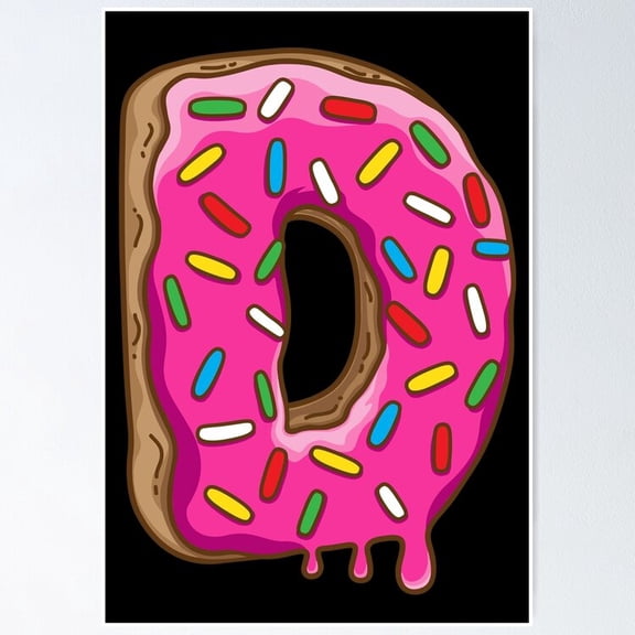 Poster D Is For Donut - No Framed, Vintage Wall Art, Trendy Retro Print, Positive Quote Poster, Room Decor, Wall Art, 8x12