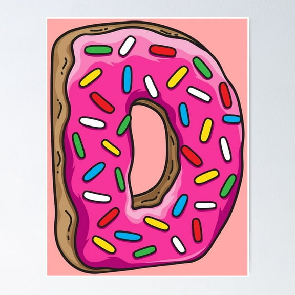 Poster D Is For Donut Poster - No Framed, Vintage Wall Art, Hot Trend!, 12x18