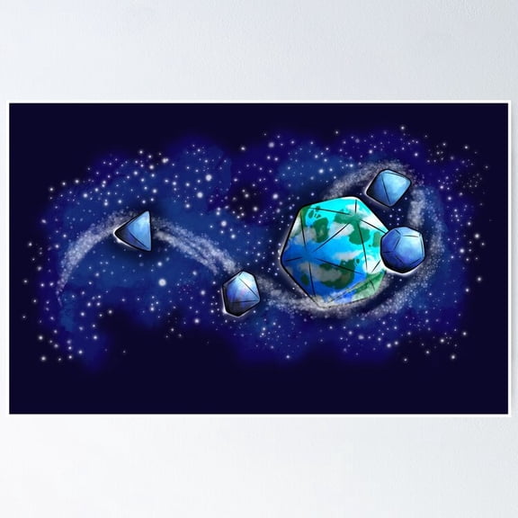 Poster D20 Planets - No Framed, Vintage Wall Art, Trendy Retro Print, Positive Quote Poster, Room Decor, Wall Art, 8x12
