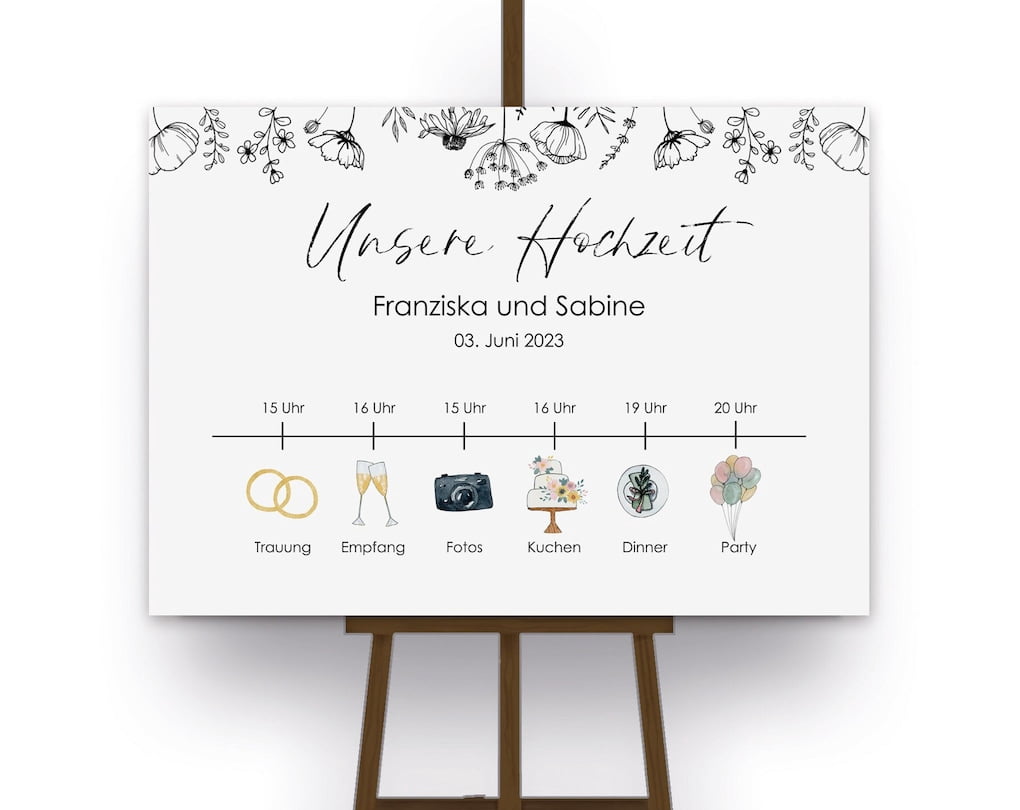 Poster Daily Schedule Wedding Flowers Day Planning Wedding Sign Welcome ...