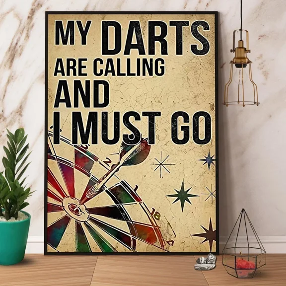 Poster Darts My Darts Are Calling And I Must Go Vintage Paper Matte W... Wall Art, Unframed Prints For Home Or Office, Perfect Gift For Everyone, 8x12