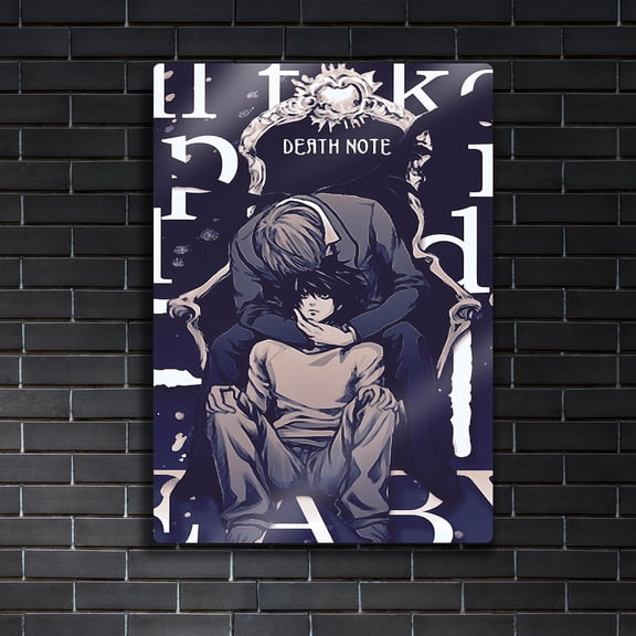 Poster Death Note Metal Art - L Lawliet Light Yagami Poster - Kira Detective - Anime Gift 8X12, UNFRAMED