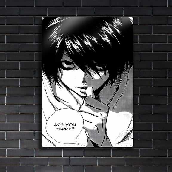 Poster Death Note Metal Art - L Lawliet Manga Poster - Noir Detective Decor - Anime Gift 24X36, UNFRAMED