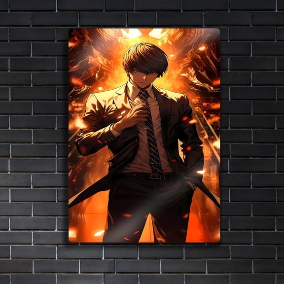 Poster Death Note Metal Art - Light Yagami Ryuk Poster - Shinigami Wall Decor - Anime Gift 8X12, UNFRAMED