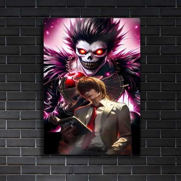 Poster Death Note Metal Art - Ryuk Shinigami Poster - Light Yagami Art - Dark Gothic Decor 8X12, UNFRAMED