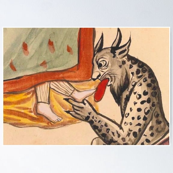 Poster Demon That Licks Toes - No Framed, Vintage Wall Art, Trendy Retro Print, Positive Quote Poster, Room Decor, Wall Art, 24x36