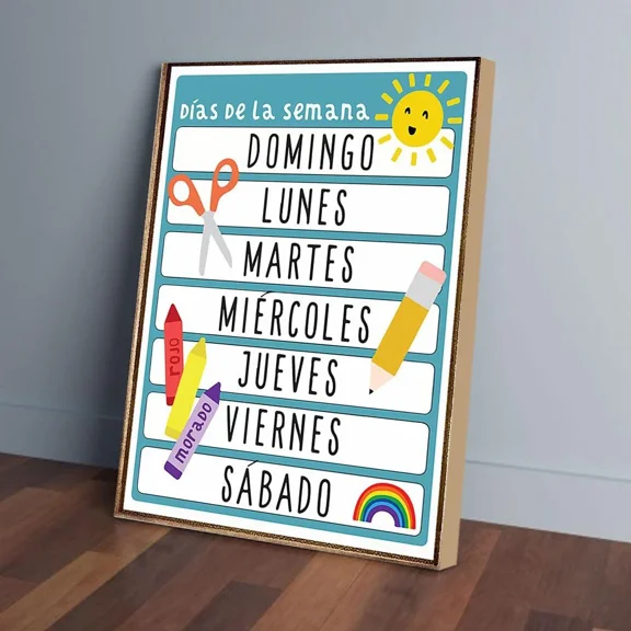 Poster Diase La Semana Spanish Version Weekdays- UNFRAMED Poster Prints, Wall Art For Home Decor Or Office - Great Gift Idea For Friends & Family, 8x12