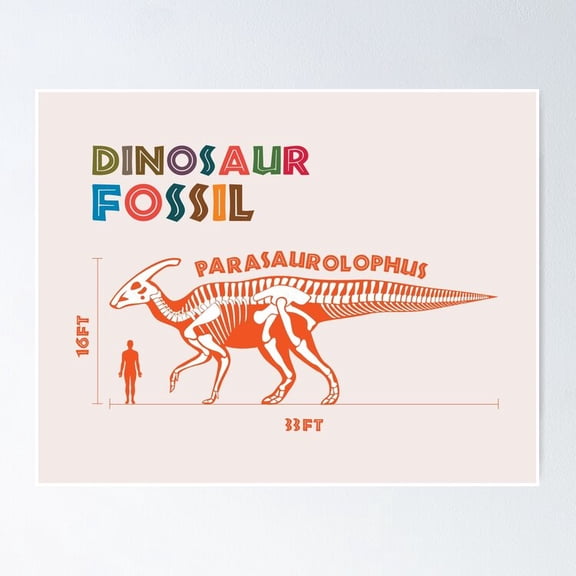 Poster Dinosaur Fossil Art - No Framed, Vintage Wall Art, Trendy Retro Print, Positive Quote Poster, Room Decor, Wall Art, 12x18