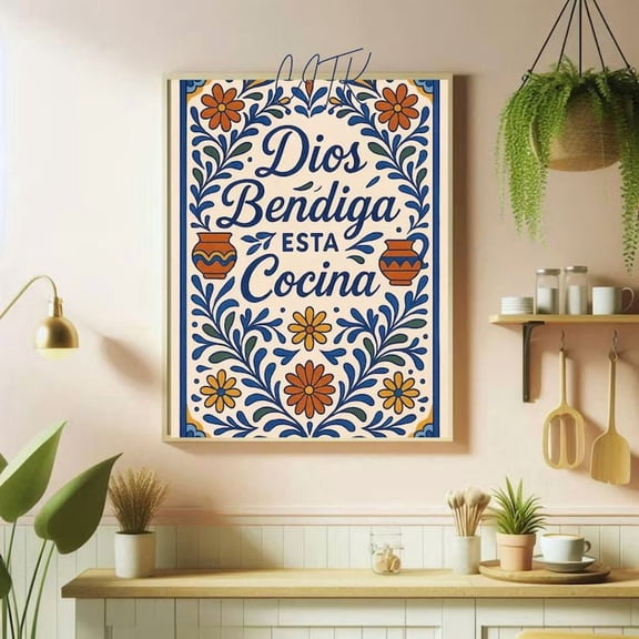 Poster Dios Bendiga Esta Cocina Kitchen Wall Art Poster-ZEUS DECOR - 8X12, UNFRAMED