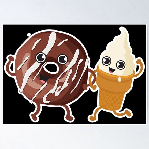 Poster Donut Ice Cream Poster - No Framed, Vintage Wall Art, Hot Trend!, Poster Only