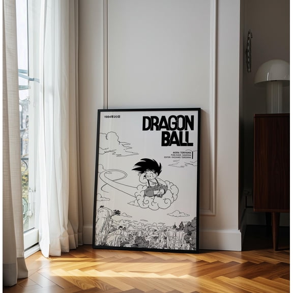 Poster Dragon Anime Poster, Minimalist Manga Wall Art, Japanese Style Decor, Vintage Retro Anime Print, Shonen Otaku Gift, Aesthetic Room Decor 16X24, UNFRAMED