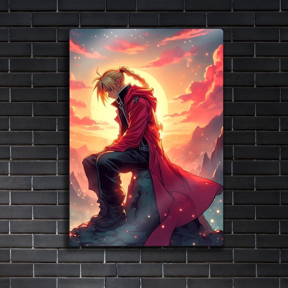 Poster Edward Elric Metal Art - Alchemy Mastery Poster - Fullmetal Legend Anime - Simya Circle Gift 12X18, UNFRAMED