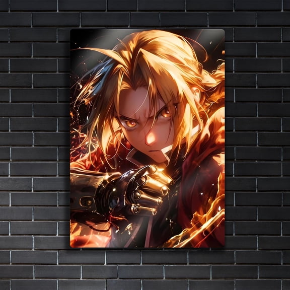 Poster Edward Elric Metal Art - Alchemy Transmutation Poster - Fullmetal Legend Anime - Simya Aura Gift 8X12, UNFRAMED