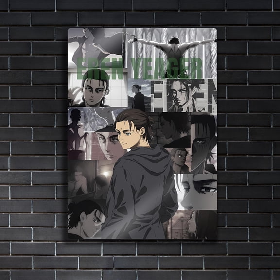 Poster Eren Yeager Metal Art - Legacy Collage Poster - Attack On Titan Anime - Freedom Warrior Gift 16X24, UNFRAMED