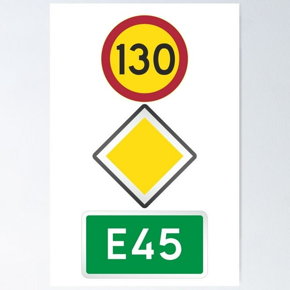 Poster Europe E45 Highway Sign - No Framed, Vintage Wall Art, Trendy Retro Print, Positive Quote Poster, Room Decor, Wall Art, 8x12