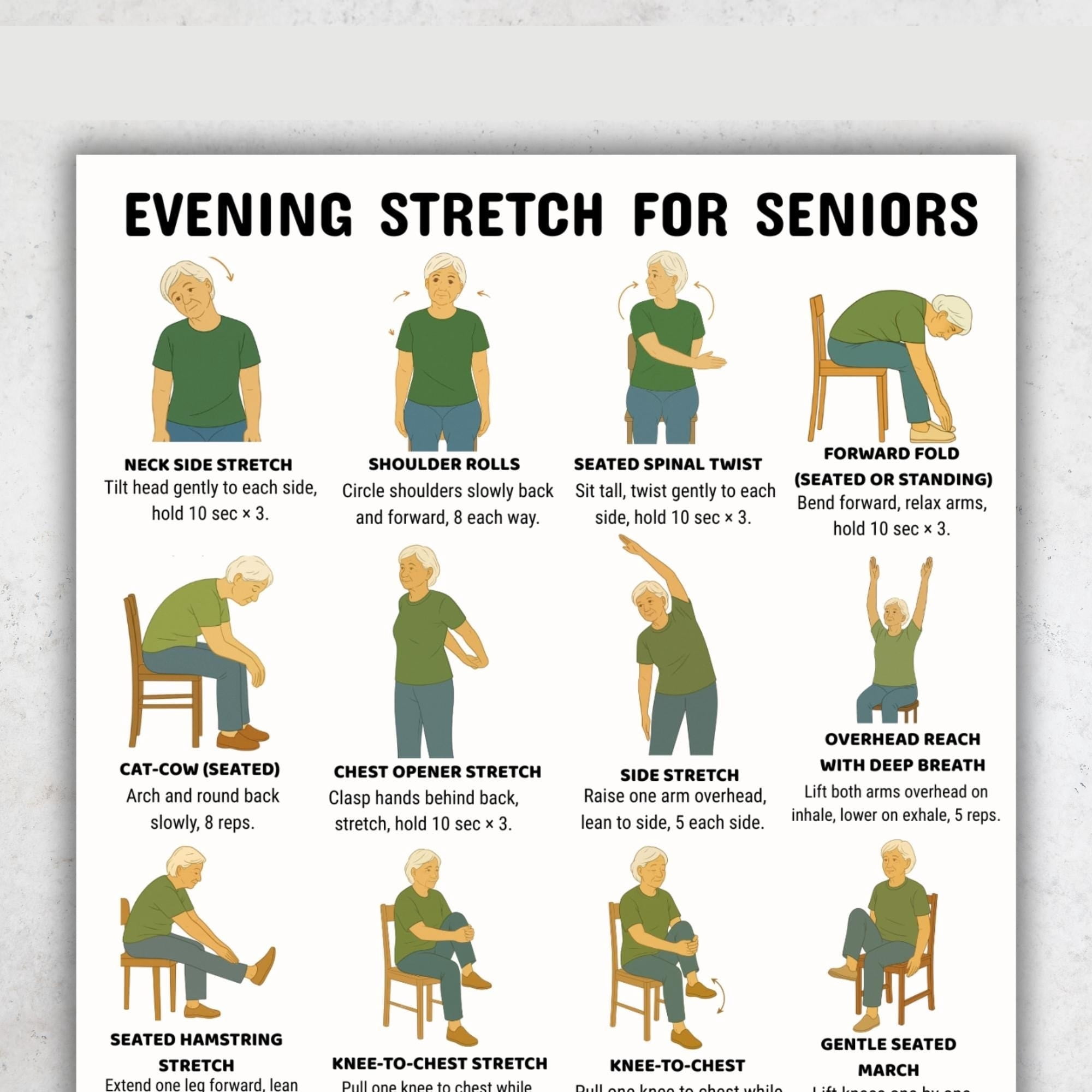 Relax Stretch Routine Poster Of Evening Stretching Exercises For The Elderly, Poster Of 16 ...