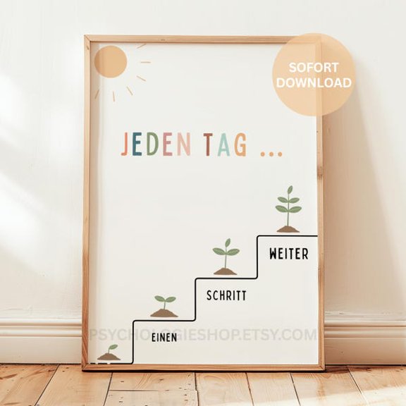 Poster Every day one step further Motivational poster Positive affirmations Beliefs girlfriend Selfcare, Unframed Paper Poster 8x10in