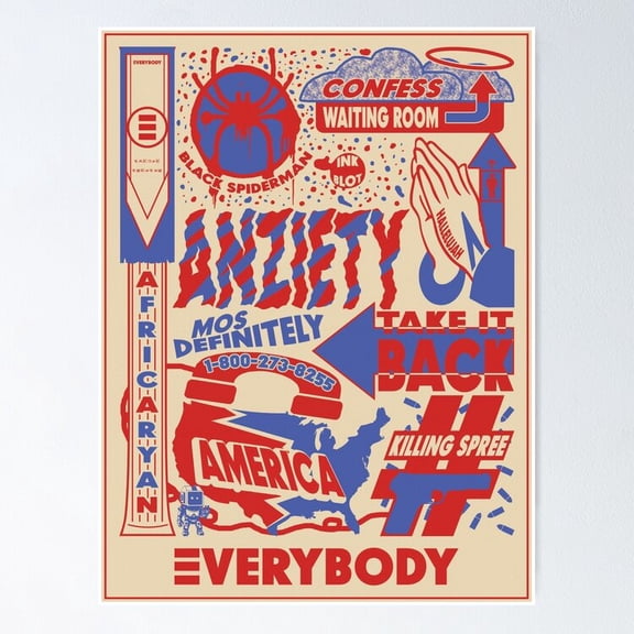 Poster Everybody (Tracklist) - Logic - No Framed, Vintage Wall Art, Trendy Retro Print, Positive Quote Poster, Room Decor, Wall Art, 24x36