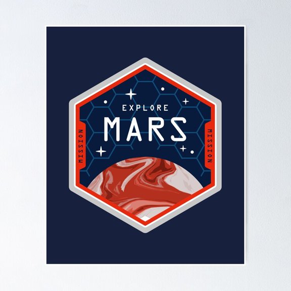Poster Explore Mars Badge Wall Art, Unframed Prints For Home Or Office, Perfect Gift For Everyone, 8x12