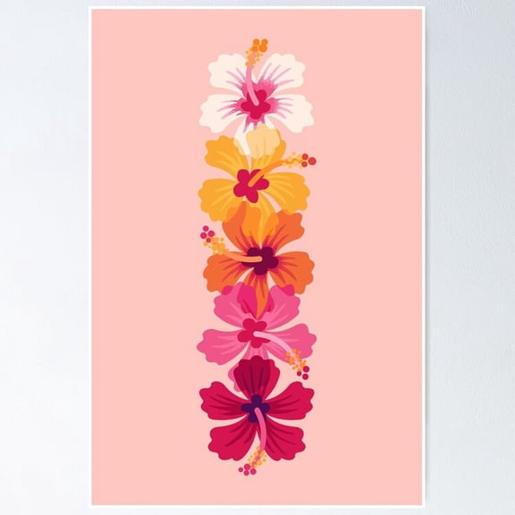 Poster Falling Hibiscus Vintage Wall Arttrendy Retro Print Positive Quote Poster Room Decor Wall Art , Poster Print Only