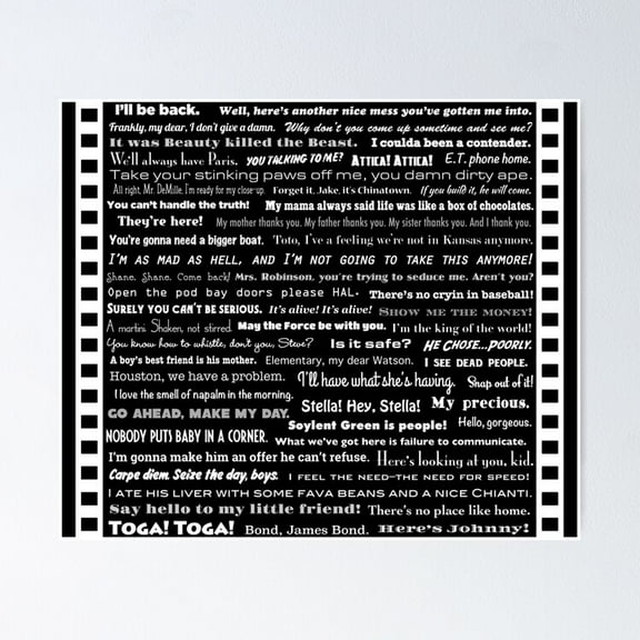 Poster Famous Movie Lines - No Framed, Vintage Wall Art, Trendy Retro Print, Positive Quote Poster, Room Decor, Wall Art, 8x12